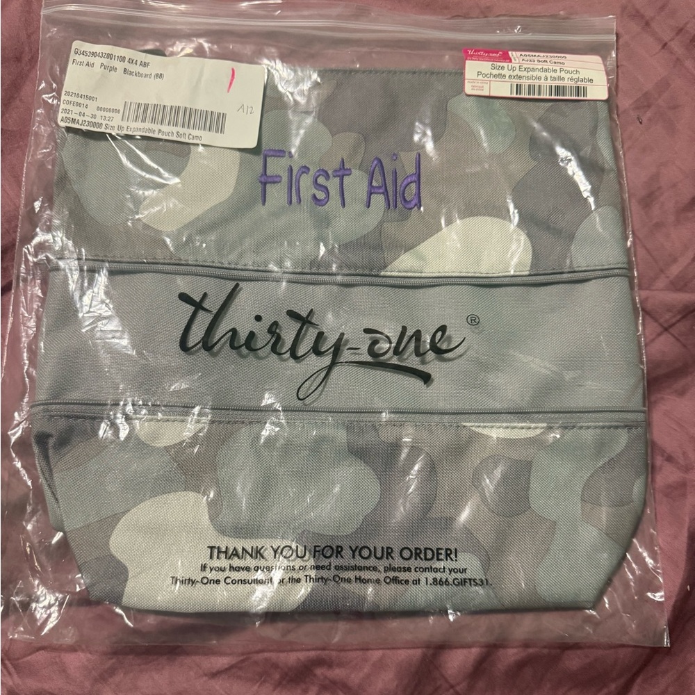 Thirty-One Gray Camouflage First Aid Pouch
